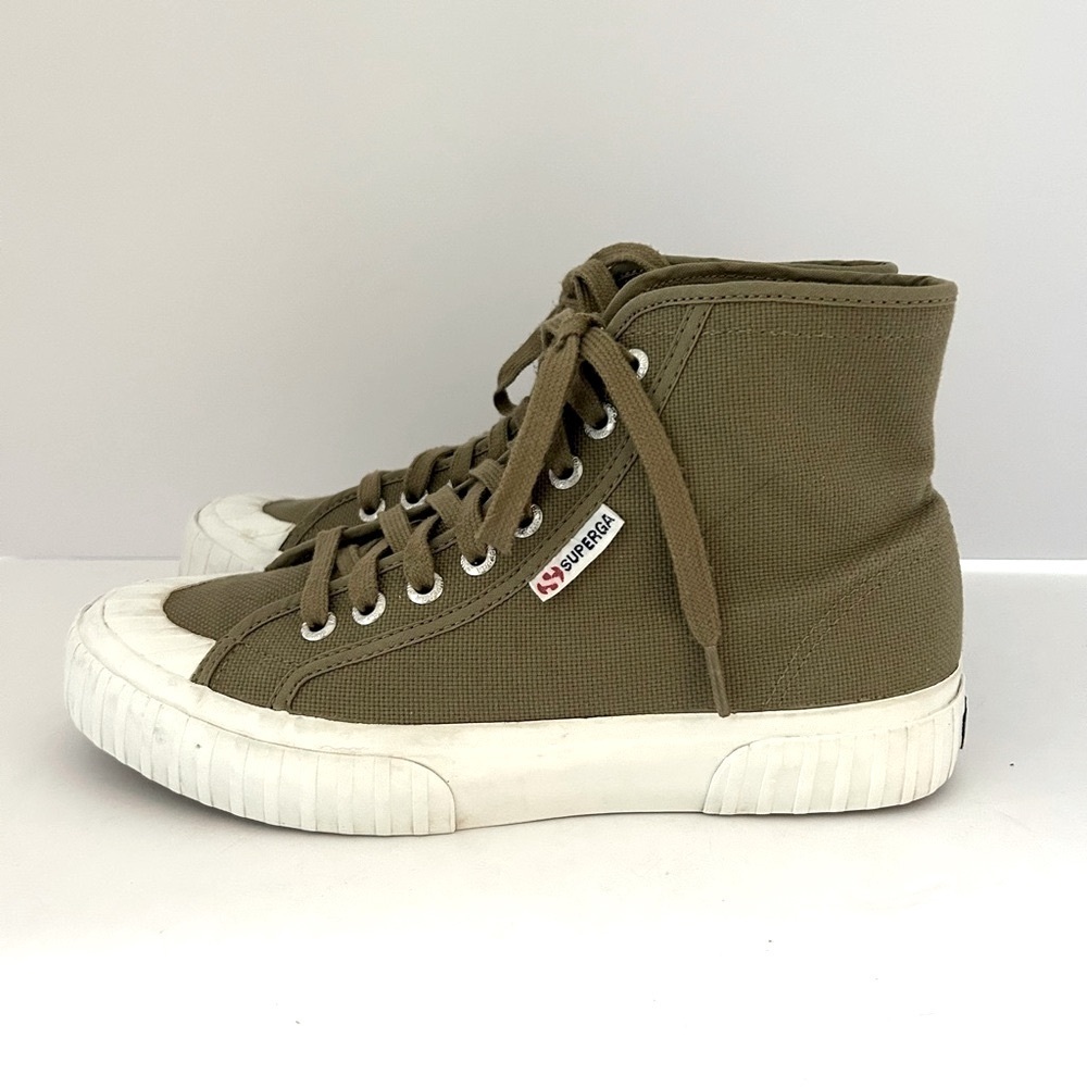 Superga High Top Sneaker Shoe Canvas 2696 Fall Olive Green Women's Size 8